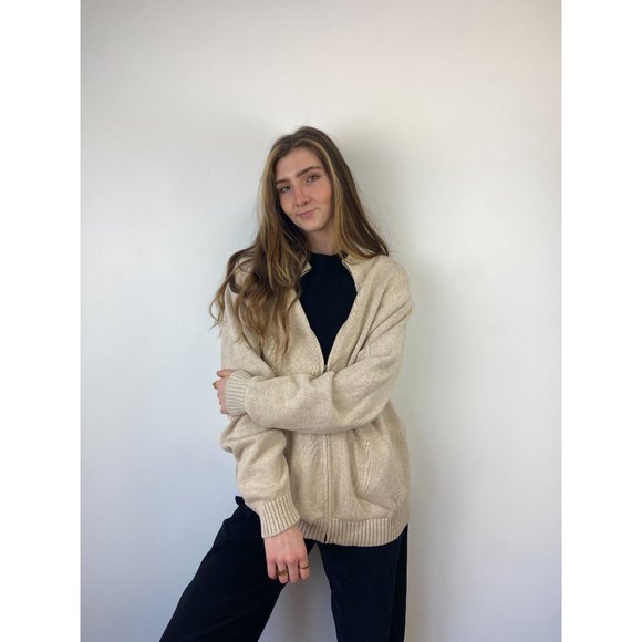 L.L. Bean Vintage Cream Neutral Knitwear Sweater Cardigan Men's Large - Picture 3 of 4